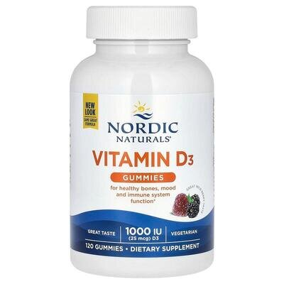 Вітамін D3 Nordic Naturals Vitamin D3 Gummies 1000 МЕ, ягідний смак, 120 жувальних пастилок