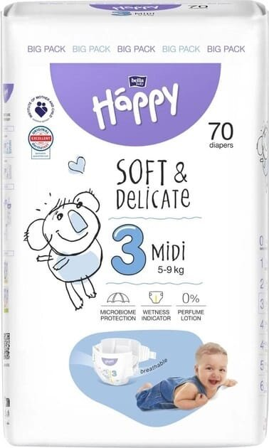Підгузки Bella Baby Happy Midi, розмір 3, 5-9 кг, 70 шт