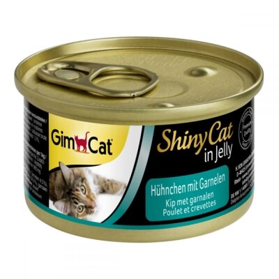 Корм вологий для кішок GimCat Shiny Cat з куркою та креветками в желе, 70 г