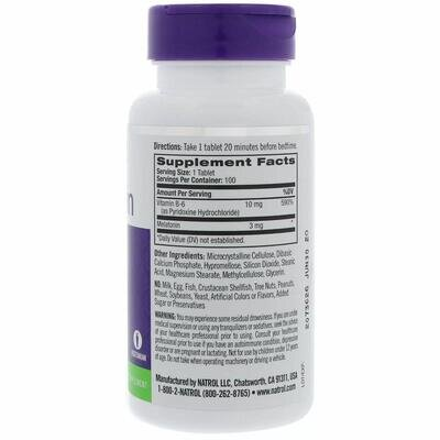 Мелатонін Natrol Melatonin із повільним вивільненням 3 мг, 100 таблеток