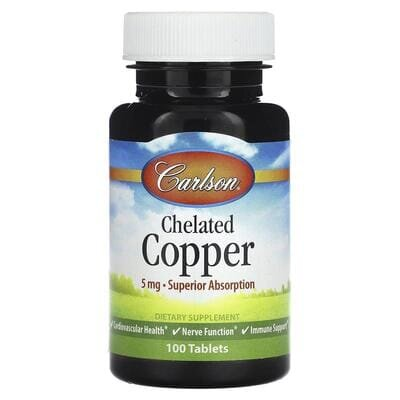 Хелат міді Carlson Labs Chelated Copper 5 мг, 100 таблеток