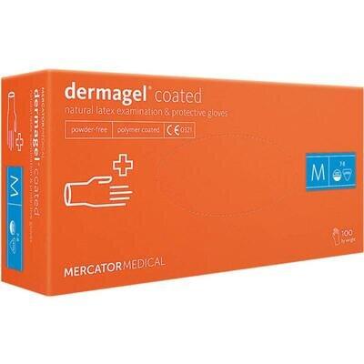 Рукавички оглядові Mercator Medical Dermagel Coated латексні непудровані, розмір M, нестерильні, 100 штук