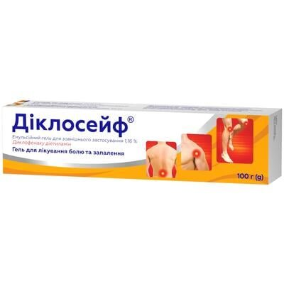 Діклосейф гель емульс. д/зовн. заст. 1.16 % по 100 г у тубах