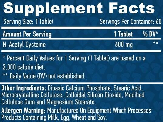 N-ацетил-L-цистеїн Haya Labs N-Acetyl L-Cysteine, 60 таблеток