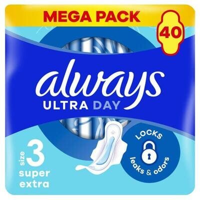 Прокладки гігієнічні Always Ultra Day Super Extra, 6 крапель, 3 розмір, 40 шт