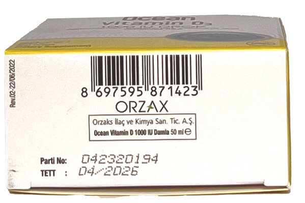Вітамін Д3 Orzax Ocean Vitamin D3 1000 IU краплі по 50 мл у флак.