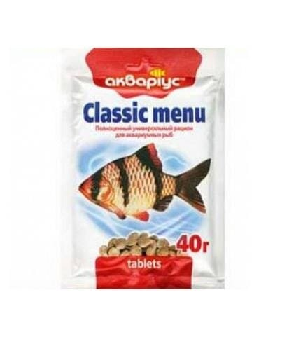 Корм сухий Акваріус Classic Menu для риб у таблетках, 40 г