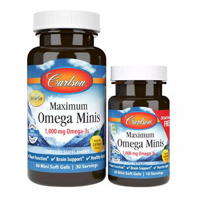 Омега Carlson Labs Maximum Omega Minis 1000 мг, 60 + 20 капсул