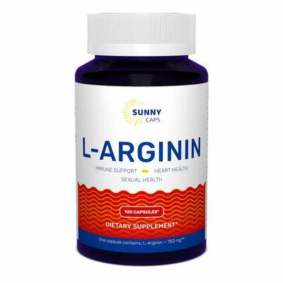 L-аргінін Sunny Caps L-аrginine 750 мг, 100 капсул