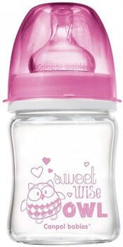 Пляшечка антиколікова Canpol babies EasyStart 79/001 скляна з силіконовою соскою, рожева, 240 мл