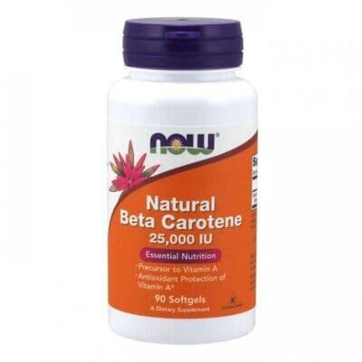 Бета-каротин натуральний NOW Natural Beta-Carotene 25000 МО м'які капсули №90