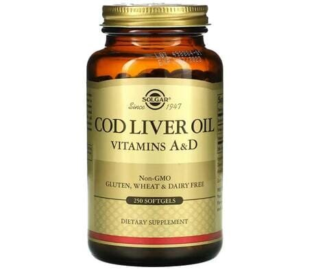 Олія печінки тріски Solgar Cod Liver Oil (Vitamins A&D) м'які капсули №250