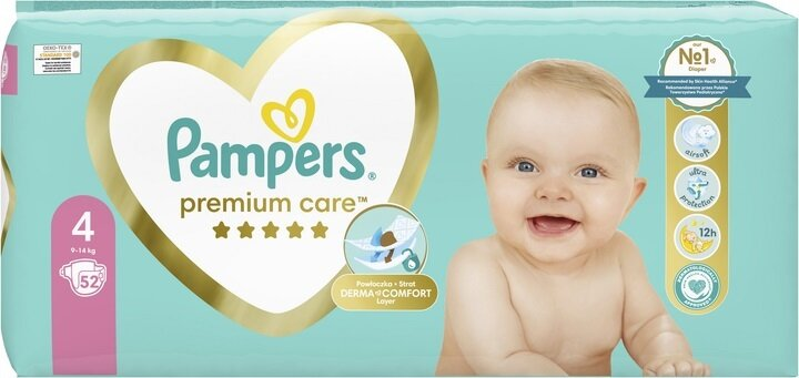 Підгузки дитячі Pampers Premium Care розмір 4, 9-14 кг, 52 шт