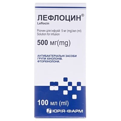 Лефлоцин розчин д/інф. 5 мг/мл по 100 мл у пляш.