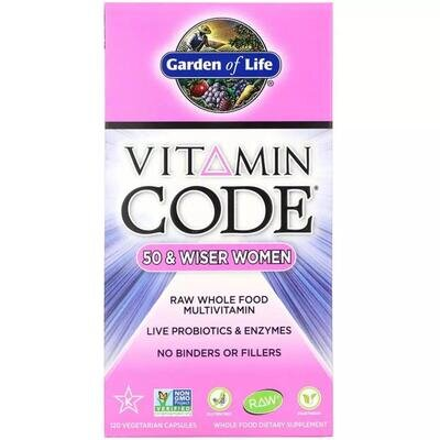 Мультивітаміни для жінок 50+ Garden of Life Vitamin Code, 120 вегетаріанських капсул
