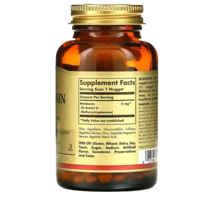 Мелатонін Solgar Melatonin 5 мг жувальні таблетки №120