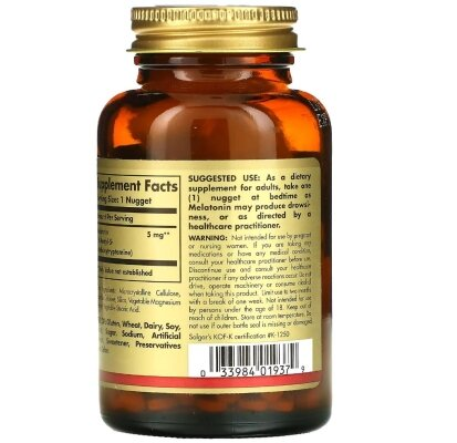 Мелатонін Solgar Melatonin 5 мг жувальні таблетки №120