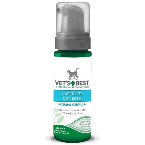 Шампунь-піна для кішок Vet's Best Waterless Cat Bath для експрес чистки без води, 118 мл