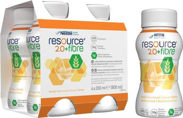 Ентеральне харчування Nestle Resource 2.0 + Fibre зі смаком ванілі, 4 шт по 200 мл