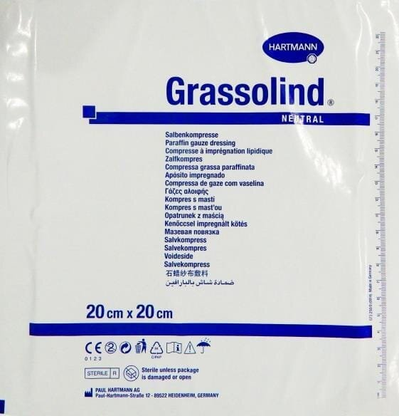 Пов'язка мазева Grassolind neutral для ран атравматична 20 см х 20 см стерильна, 1 штука