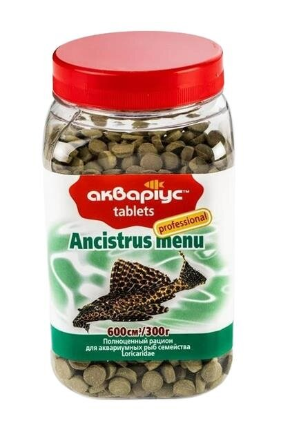 Корм сухий Акваріус Ancistrus Menu для анцитрусів, 300 г