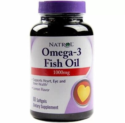 Омега-3 Natrol Omega-3 Fish Oil лимонний смак, 1000 мг, 60 капсул