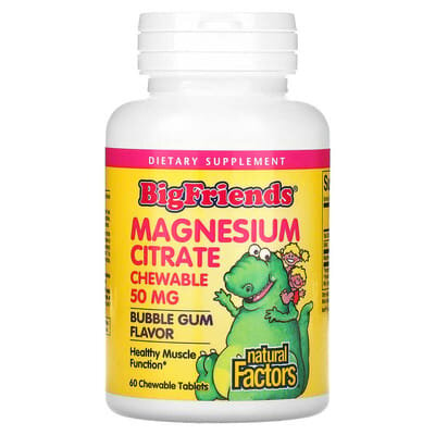 Магній цитрат Natural Factors Big Friends Magnesium Citrate 50 мг жувальна гумка, 60 жувальних таблеток