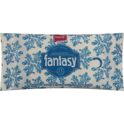 Серветки вологі FANTASY Beauty з ароматом морського бризу, 15 штук
