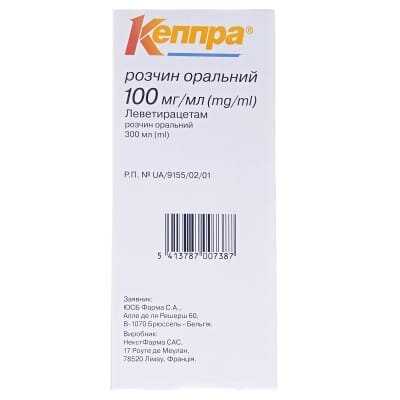 Кеппра розчин ор. 100 мг/мл по 300 мл у флак. з шпр.