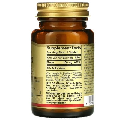 Ніацин Solgar Niacin (Vitamin B3) 100 мг таблетки №100