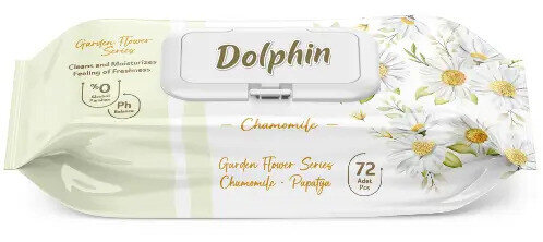 Серветки вологі Dolphin Chamomille, з клапаном, 72 шт