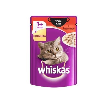 Корм вологий для кішок Whiskas крем-суп з яловичиною, 85 г