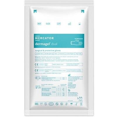 Рукавички хірургічні Mercator Medical Dermagel Dual латексні без пудри розмір 8,0 стерильні, 1 пара