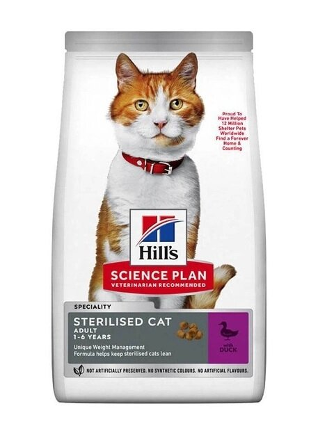 Корм сухий Hill's Science Plan Sterilised Cat Young Adult Duck для стерилізованих кішок, з качкою, 1,5 кг