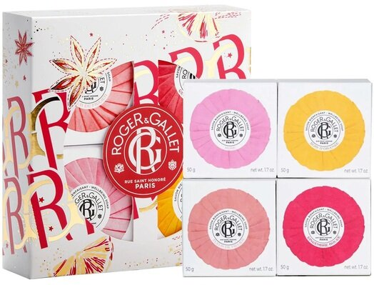 Набір Roger&Gallet Асорті мила (Червоний імбир + Квітка інжиру + Апельсинове дерево + Троянда), 4 х 50 г