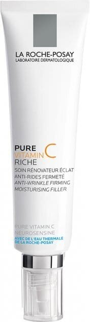 Крем-філер для обличчя La Roche-Posay Pure Vitamin C Riche антивіковий зволожуючий комплексної дії для сухої, чутливої шкіри, 40 мл