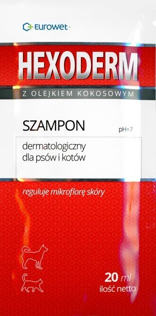 Шампунь Eurowet Hexoderm з хлоргексидином 3% для собак та котів по 20 мл у саше