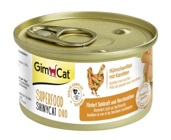 Корм вологий для кішок GimCat Shiny Cat Superfood з куркою та морквою, 70 г