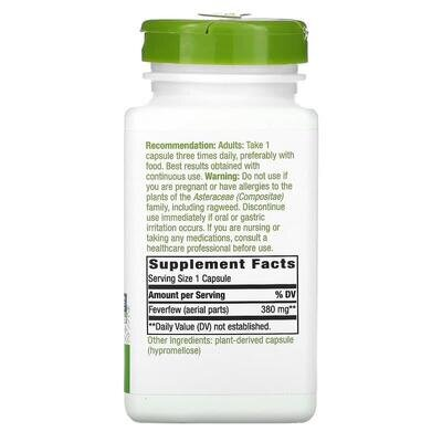 Пиретрум дівочий Nature's Way Feverfew Herb 380 мг, 180 капсул