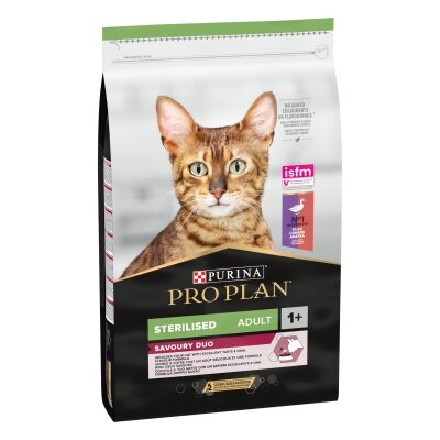Корм сухий для стерилізованих кішок і кастрованих котів Purina Pro Plan Sterilised 1+ з качкою і печінкою, 10 кг
