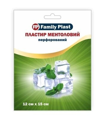 Пластир медичний «FP Family Plast» ментоловий з перцем перфорований 12 см х 15 см, 1 штука