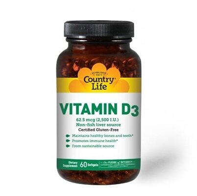 Вітамін Д3 Country Life Vitamin D3 2500 МО, 60 капсул