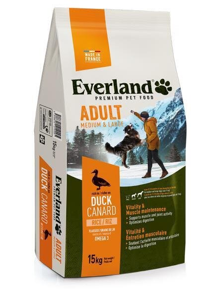 Корм сухий Everland Adult Medium & Large для собак середніх та великих порід з качкою, 15 кг