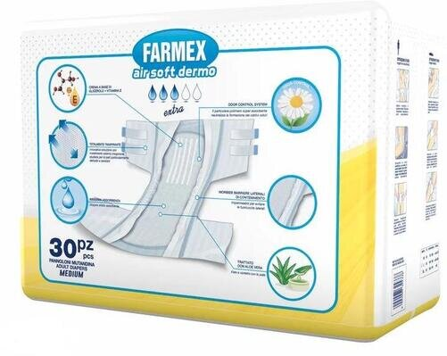 Підгузки для дорослих Farmex Premium Air Soft Dermo Extra, розмір M, 30 штук