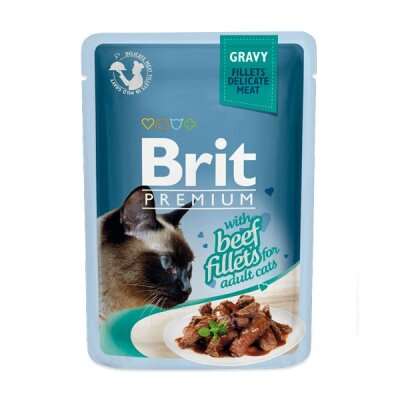 Корм вологий для кішок Brit Premium Cat pouch з філе яловичини в соусі, 85 г