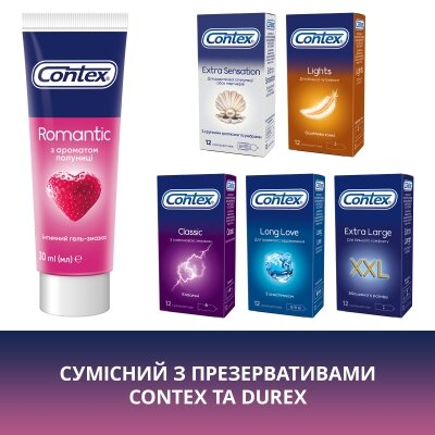 Інтимний гель-змазка Contex Romantic з ароматом полуниці(лубрикант), 30 мл