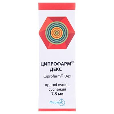 Ципрофарм декс краплі вуш., сусп. по 7.5 мл у флак.