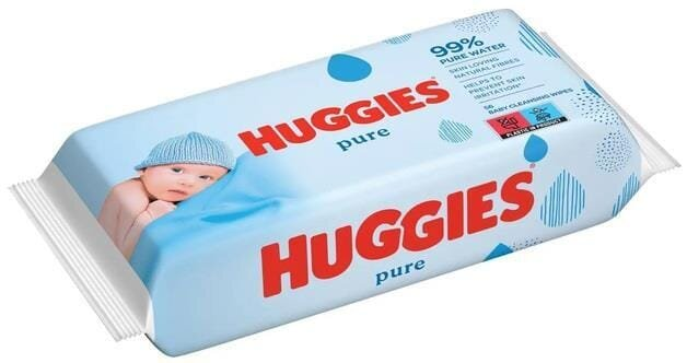 Серветки вологі Huggies Pure дитячі, для новонароджених, 56 шт