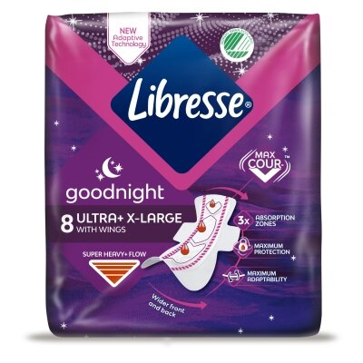Прокладки гігієнічні Libresse Goodnight Ultra Extra Large, 8 шт