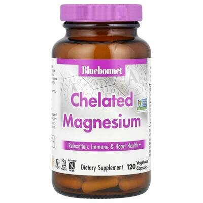 Хелатний Магній Bluebonnet Nutrition Chelated Magnesium, 120 рослинних капсул